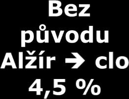 bez osvědčení o původu rozdílné dovozní