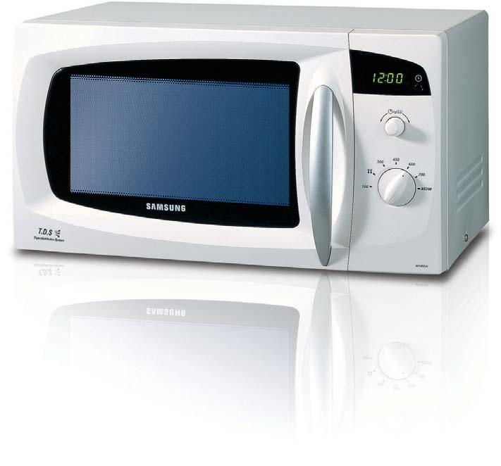 2006 Mikrovlnné rúry Samsung Tradičný dizajn mikrovlnnej rúry Nerez > Hdizajn > Cdizajn > S rozhlasovým prijímačom Interiér s keramickou glazúrou Crusty Cook (Pečenie do chrumkava) M182DN SX