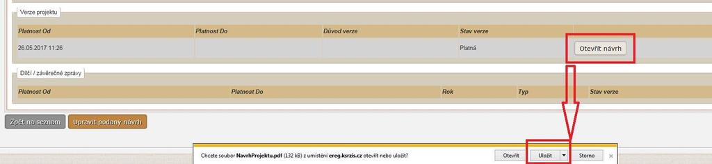 Pokud je návrh v pořádku, lze podat projekt a získat tedy finální PDF, které se