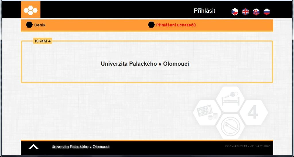 JAK PODAT ŽÁDOST O KOLEJE A REZERVOVAT SI POKOJ (pro studenty nastupujících 1. ročníků) 1. Přihlášení uchazečů na adrese http://iskam.upol.cz/ : Pouze studenti vyšších ročníků!