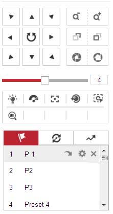 31 4.5.1 Ovládací panel PTZ Na stránce živého zobrazení klikněte na možnost pro zobrazení panelu ovládání PTZ nebo klikněte na a skryjte jej.