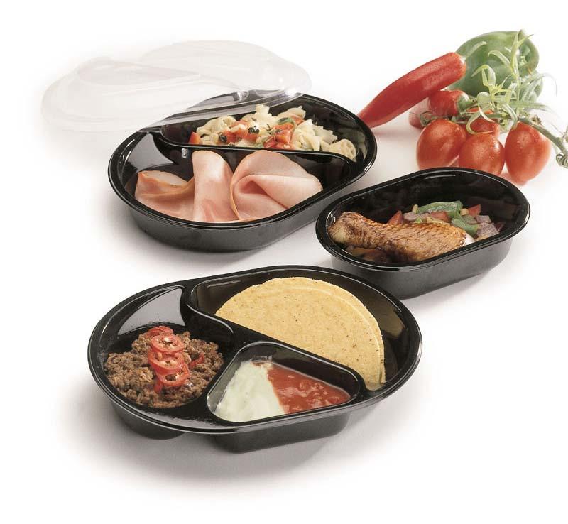 SmartView MicroChef - Oválné misky na hotové jedlo 0156014701 Stredná miska oválna 700 190x150x43 Èierna 280 PP 0156002002 Stredné vieèko klenuté - 196x156x28 Èíra 200 OPS 0157014701 Stredná miska