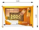 4 dvojité sklo Vnější rozměry: 300 x Vnitřní rozměry: 280 x 180 cm 211 cm Hřebenová výška: 211 cm Podlahová prkna: