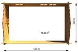 600 cm Vnitřní rozměry: 471 cm x 571 cm Hřebenová výška: 280 cm Vnější rozměry: 320 cm x 520 cm Vnitřní rozměry: 300 cm x 500