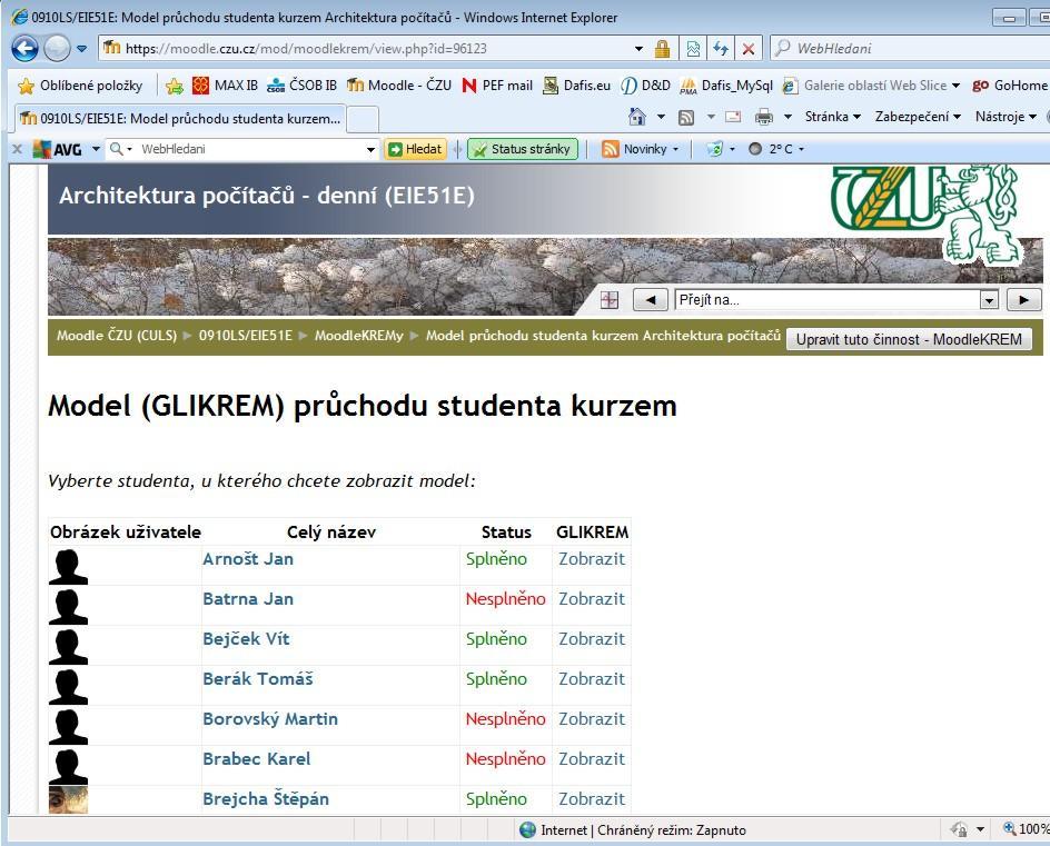 Všechny prvky v kurzu (které mají vliv na průchd studenta kurzem) jsu rzděleny d tří hlavních skupin: Studijní materiály - bsahuje všechny subry (studijní materiály) pskytnuté studentům vyučujícím.