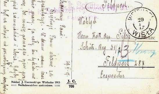 - 39 - Zásilka poslaná na FELDPOST 287 s německo-polským razítkem