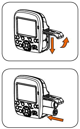 Příprava Vložení baterií: Otevřete prostor pro baterie a nainstalujte dvě baterie AA podle kladného a záporného pólu, jejichž orientace je znázorněna na krytce baterií.