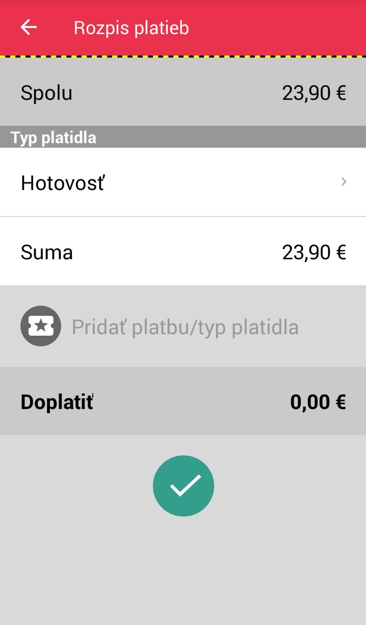 Strana 39 / 93 Obrázok 22: Náhľad pokladničného dokladu a obrazovka pre rozpis platieb (rozpis platidiel) Po kliknutí na tlačidlo systém pridá ďalší typ platidla.