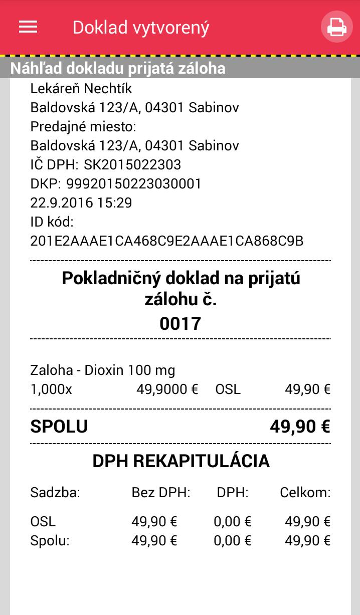 Strana 57 / 93 2.7.6.1 Vytvorenie dokladu o prijatí zálohy V prvom kroku si podnikateľ vytvorí v katalógu položku bez ceny (viď 2.10.1.1 Pridanie nového tovaru / služby), ktorá špecifikuje za aký tovar, alebo službu bude prijatá záloha (napr.