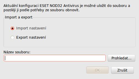 5. Pokročilý uživatel 5.1 Import a export nastavení Import a export konfigurace ESET NOD32 Antivirus je dostupný v Rozšířeném režimu zobrazení v Nastavení.