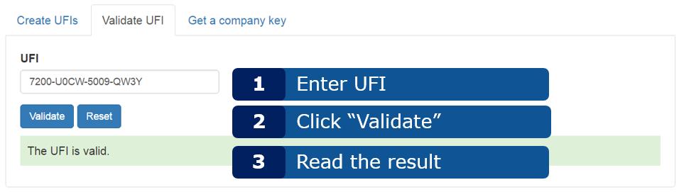3 Ověření UFI Ověření UFI se provádí postupem znázorněným na Obrázek 3-1. Obrázek 3-1: Ověření UFI Tipy: UFI můžete zadat s pomlčkami nebo bez. Prázdné znaky v zadané hodnotě budou ignorovány.