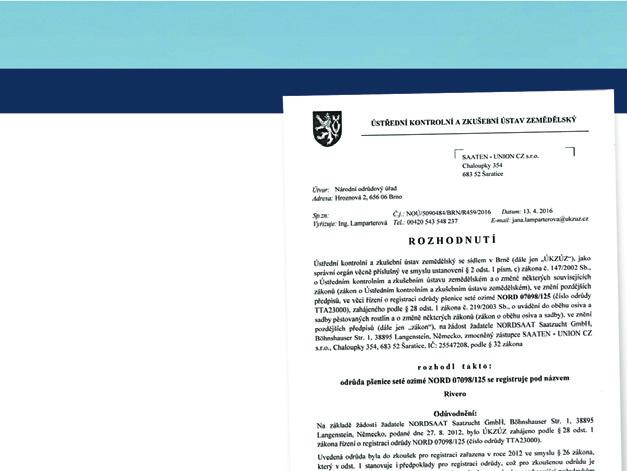 RIVERO nová odrůda důkladně prověřená na ÚKZÚZ.