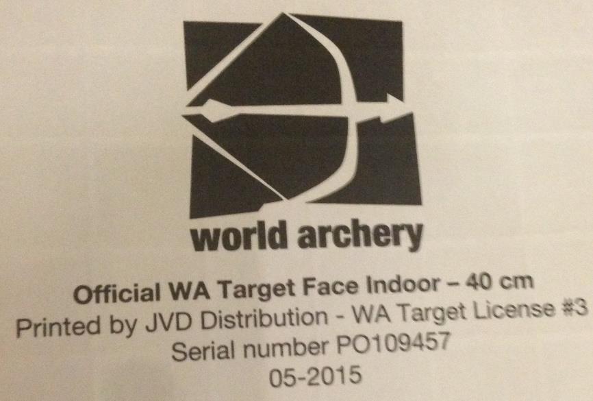 Terče Súťažné terče sú licencované World Archery, licencia by mala byť