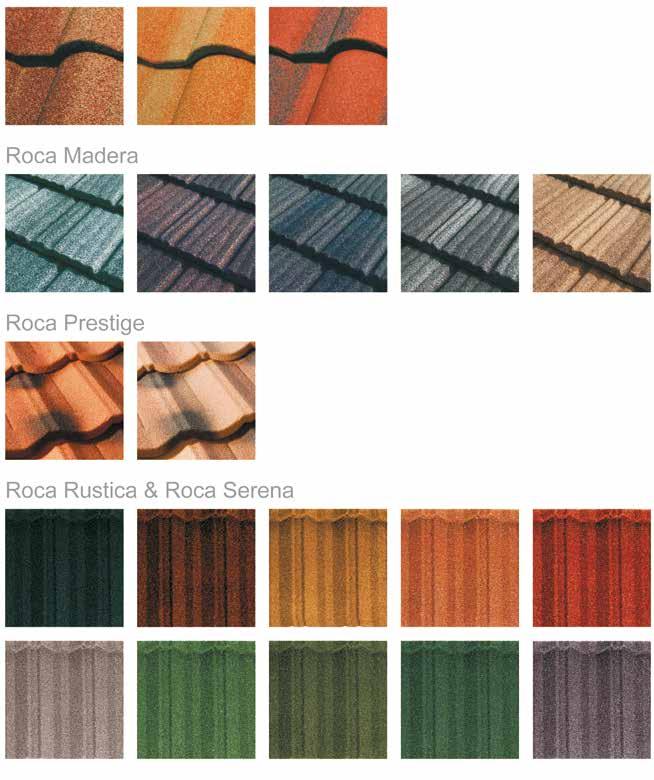 Lindab Roca je k dispozícií v piatich tvarových prevedeniach: Roca Toscana, Roca Madera, Roca Prestige, Roca Serena a Roca Rustica.