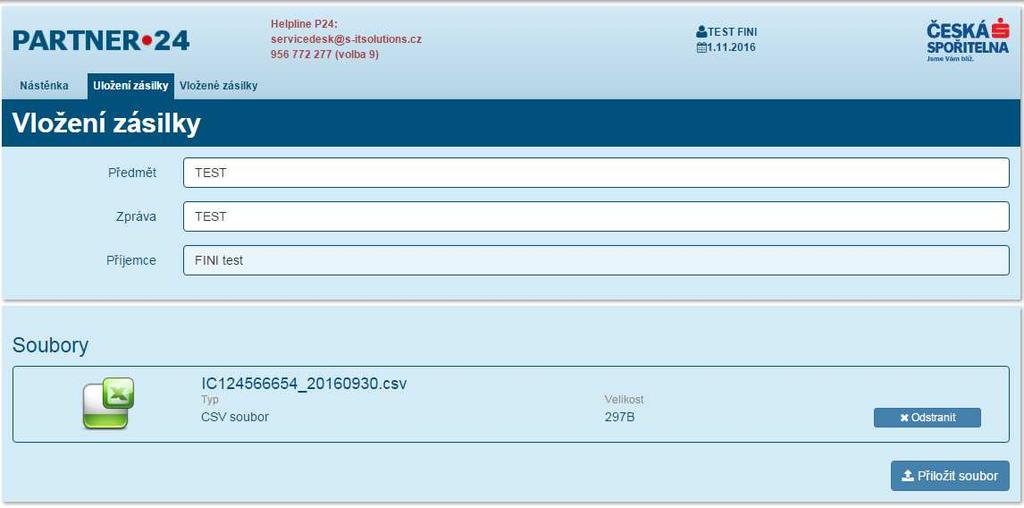 mandatory field, alphanumeric characters permitted, recommended field contents: client s name Complete the field