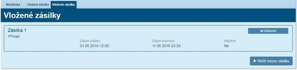 2. Parcels inserted 2.1 Displaying details of inserted parcel After logging in the SBOX module of the Partner24 application, click on the tab Parcels Inserted.