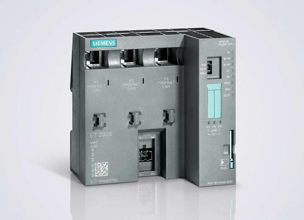 Nové SIMATIC ET 200S CPU s integrovaným rozhraním PROFINET Výkonov odpovídá CPU 314 PROFINET IO i IRT I/O controller pro 128 zaízení I/O device (bude doplnno) PROFINET CBA TCP/IP,