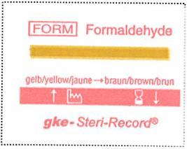 etylénoxidový sterilizačný proces (farba: fialová), formaldehydový sterilizačný proces (farba: červená) a peroxid