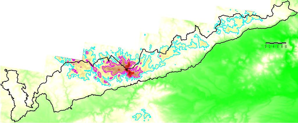 Terén n Krušných hor Data DMT sloužila jako podkladová vrstva k matematickému