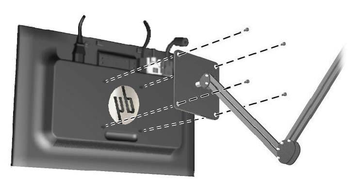 POZNÁMKA: nebo CSA. Toto zařízení je určeno pro upevnění pomocí montážní sestavy na zeď uvedené v UL UPOZORNĚNÍ: Násadec HP Quick Release 2 lze pomocí držáku panelu monitoru namontovat přímo na stěnu.