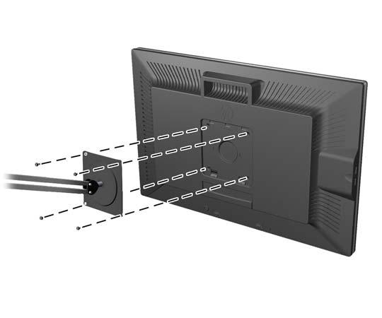 Montáž panelu Quick-Release Montáž držáku ZR2240w, ZR2440w a ZR2740w na technické prostředky dle VESA lze provést dvěma způsoby: Sejměte stojan HP a použijte 4 montážní otvory