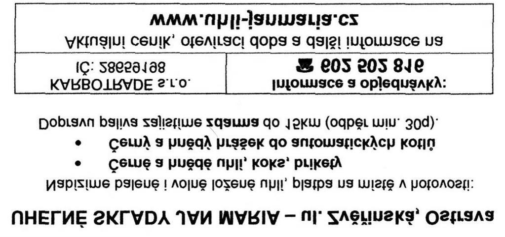 PRODEJ PALIVOVÉHO DØEVA Smrk: špalky 30 cm 649,-Kè/1prm/s štípaný 750,-Kè/1prm/s Buk štípaný 1150,- Kè/1prm/s Odkory: smrk délka 2-4 m 350,-Kè/m 3 výbìrové hrubé 450,-Kè/m 3 Prodej cca 8 kg pytlíku