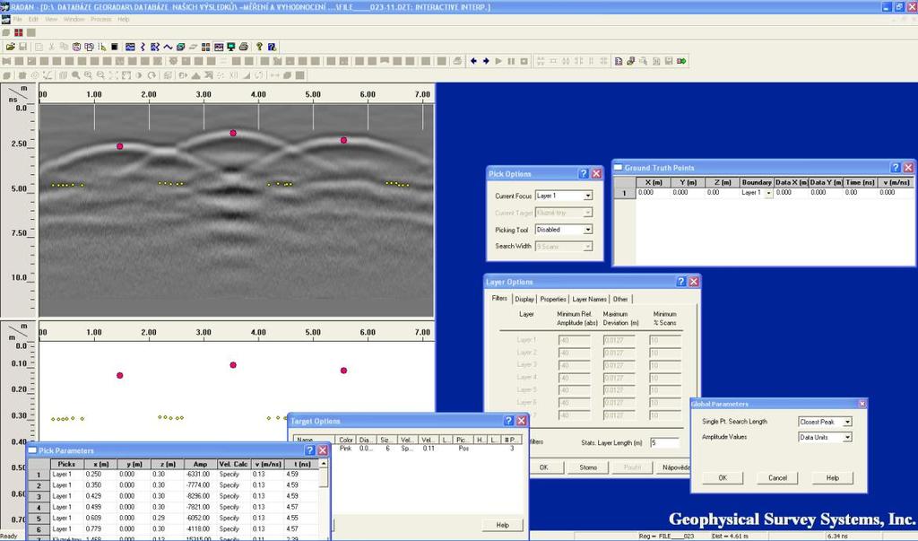 Tab. 5 Softwary dodávané jednotlivými výrobci georadarových systémů Výrobce Software Moduly pro speciální aplikace 3D-Radar (Švédsko) Geophysical Survey Systems, Inc.