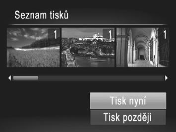 Tisk snímků Nakonfigurujte nastavení tisku. Stisknutím tlačítek op vyberte možnost [Objednat] a pak stiskněte tlačítko m. Nastavení tisku pro všechny snímky Vyberte položku [Vybrat všechny sním.]. Podle pokynů v kroku 1 na str.