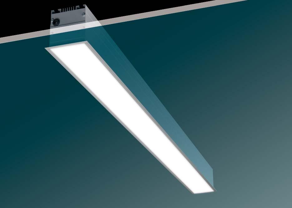 MIDDLE LINE 2 INLINE RECESSED LUMINAIRES EINBAUDURCHGANGSLEUCHTEN PRŮBĚŽNÁ SVÍTIDLA PRO VESTAVNOU MONTÁŽ Design recessed T5 luminaires Body of aluminium profile, anodized or powder coated Electronic