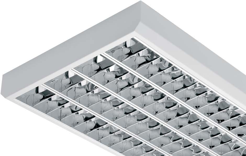 LITTE T5 Surface mounted or suspended luminaires for fluorescent lamps Body of steel sheet provided with an electrostatic powder coat finish Parabolic louvre made of polished aluminium sheet