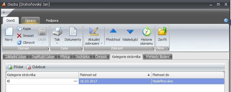 Vytvoření nového strávníka Vytvoření nového strávníka se provádí ve dvou krocích. Nejprve je nutné v sekci Číselníky a agendě Osoby vytvořit příslušnou osobu, pokud ji již vytvořenou nemáme.