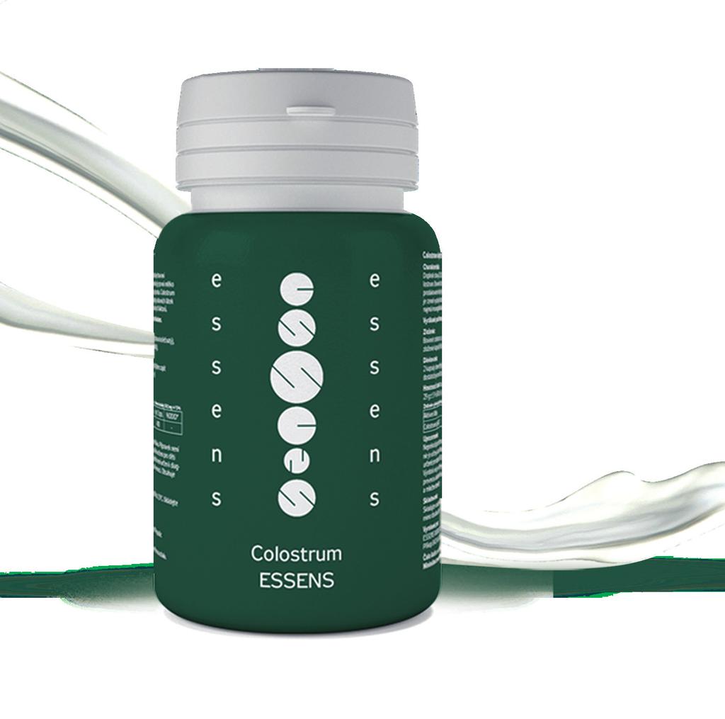 BESTSELLER ESSENS Colostrum doplněk stravy vyvinutý a vyráběný pod farmaceutickým dohledem podporuje přirozenou obranyschopnost organismu pomáhá při chřipce a nachlazení přispívá k posílení