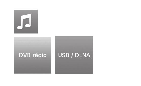 Možnosti nabídky televizoru Funkce Zvuk/Rádio Hudební soubory uložené v místních serverech nebo paměťových zařízeních USB a rádia DVB nebo internetová rádia naleznete v části Zvuk/Rádio.