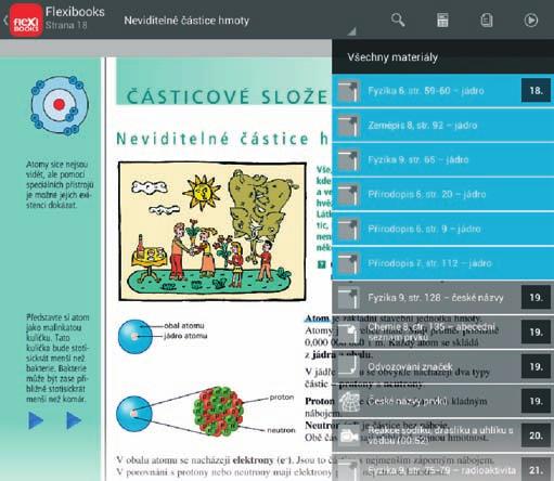 aktuální strany) a) Multimediální lišta V interaktivních učebnicích najdete zástupné funkční symboly, odkazující na konkrétní položky doplňkového výukového materiálu v boční liště: obrázky,