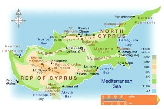 SEVERNÍ KYPR ZÁKLADNÍ INFORMACE V KOSTCE: Informace rozloha ostrova: 9 251 km2 (cca 1/3 ostrova zaujímá Severokyperská republika) hlavní město: Lefkosa (řecky Nicosia), jediné hlavní město rozdělené