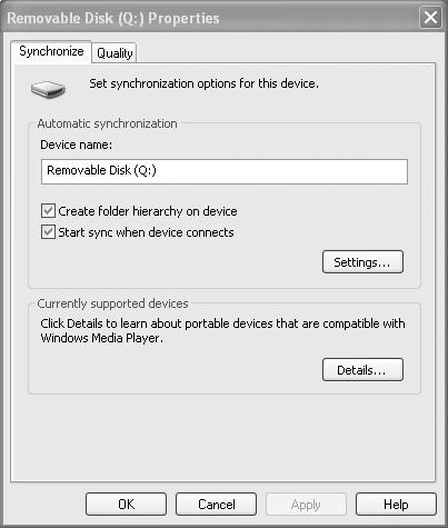 Použití aplikace Windows Media Player 5 V pravém horním rohu klepněte na ikonu [ ] a nastavte možnosti synchronizace. Zaškrtněte možnost [Create folder hierarchy on device].