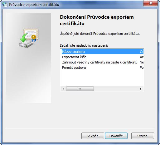 Zvolte si místo uložení vyexportovaného klíče a stiskněte