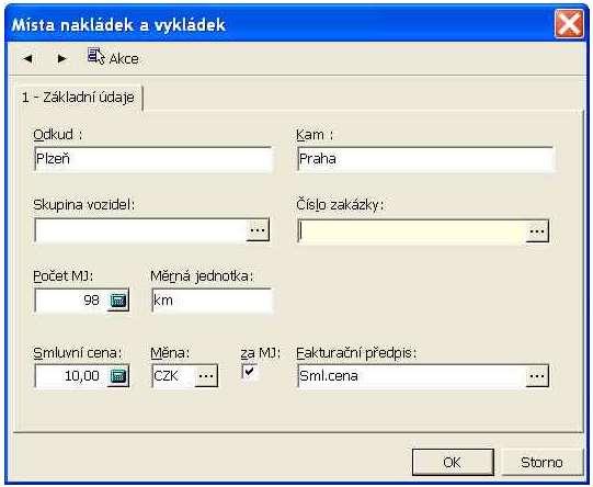 Počet MJ - obvyklý počet MJ, který se má předvyplnit do úseku stazky Měrná jednotka - měrná jednotka, která se má předvyplnit do úseku stazky Pokud je měrná jednotka km, do celkového počtu najetých