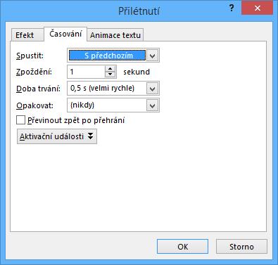 Kapitola 7: Animace 80 Rozšířená časová osa Dobu trvání animačního efektu a zpoždění animace lze nastavit přímo v podokně animací. V řádku animace je zobrazen obdélníček 60.