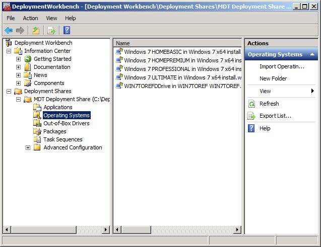 Obr. 2 Grafické rozhraní MDT 2010. MDT funguje tak, že upravuje konfigurační soubory instalace společně s bootovacími a instalačními obrazy (5).