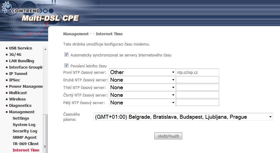 6.23.6 Internet Time - Internetový čas Pomocí této funkce může směrovač synchronizovat svůj čas s časovými servery umístěnými v síti Internet.