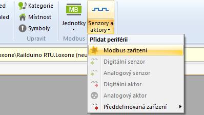 Poté je nutné vložit nové Modbus zařízení do Loxone Configu, a nastavit adresu tohoto zařízení