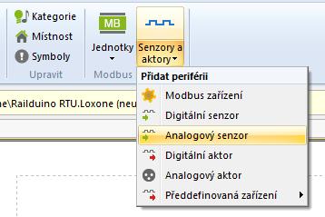 4.7.3 Protokol Modbus nastavení senzorů digitálních i analogových Pro snímání jakéhokoliv vstupu modulu Railduina (digitálního, analogového, teploty), je vždy nutné vložit v Loxone Configu analogový