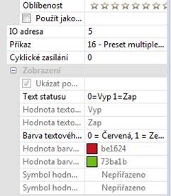 tohoto aktoru: 1. IO adresa registru Railduina, kam se bude hodnota zapisovat (viz. kapitola 6) - reléové výstupy (RO) jsou na adresách 5-16 2.