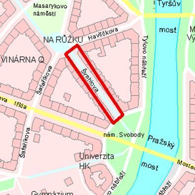 Švehlova ohraničená mezi Masarykovým náměstím a náměstím Svobody (mimo povolené
