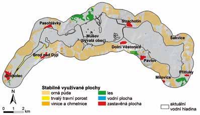 Obr. 3. Využití krajiny u vodního díla Nové Mlýny a jeho zázemí v roce 1841 Fig. 3. Land use in vicinity of system of water reservoirs of Nové Mlýny in 1841 Obr. 5.