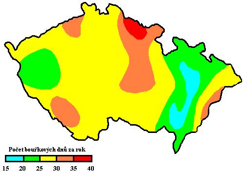 Izokeraunická mapa ČR Podle ČSN EN 62305-2 ed.
