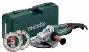 ULTIMATIVNÍ PRODUKTIVITA EXTRÉMNÍ ŽIVOTNOST VELKÉ ÚHLOVÉ BRUSKY METABO Úhlová bruska WEA 24-230 MVT Quick + WEA 15-125 Quick Nejlepší antivibrační systém: Integrovaný autobalancer pro vibrace