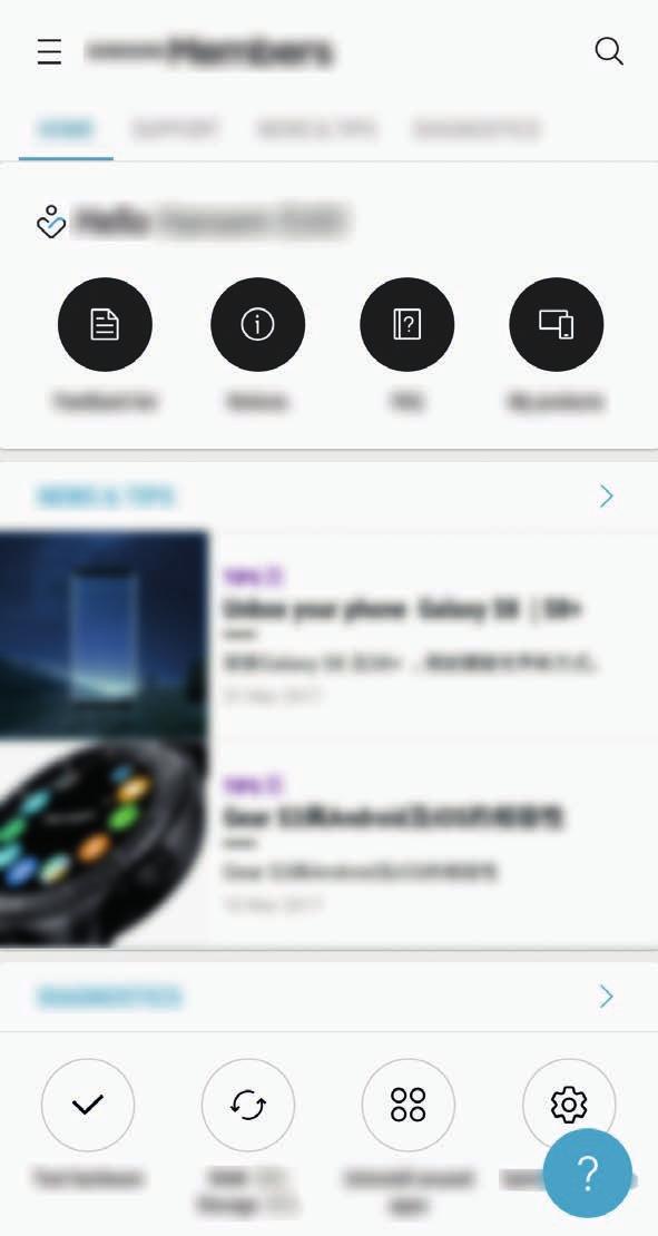 Aplikace a funkce Samsung Members Samsung Members nabízí zákazníkům služby podpory, jako je například diagnostika problému se zařízením, a umožňuje uživatelům odesílat dotazy a hlášení o chybách.