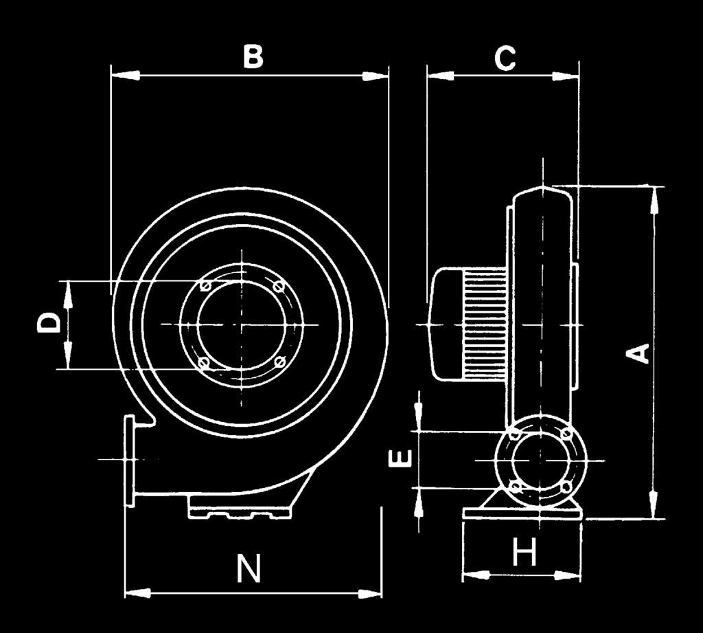 Radiální ventilátory CSB/CST, CBB/CBT CST/CSB 60 CBT/CBB-N Typ A B C Ø D Ø E F G H L M N O CST/B-60 327 281 165 110 60 150 120 110 60 135 291 190 CBT-40 411 385 197 114 40 52 128 150 352 217